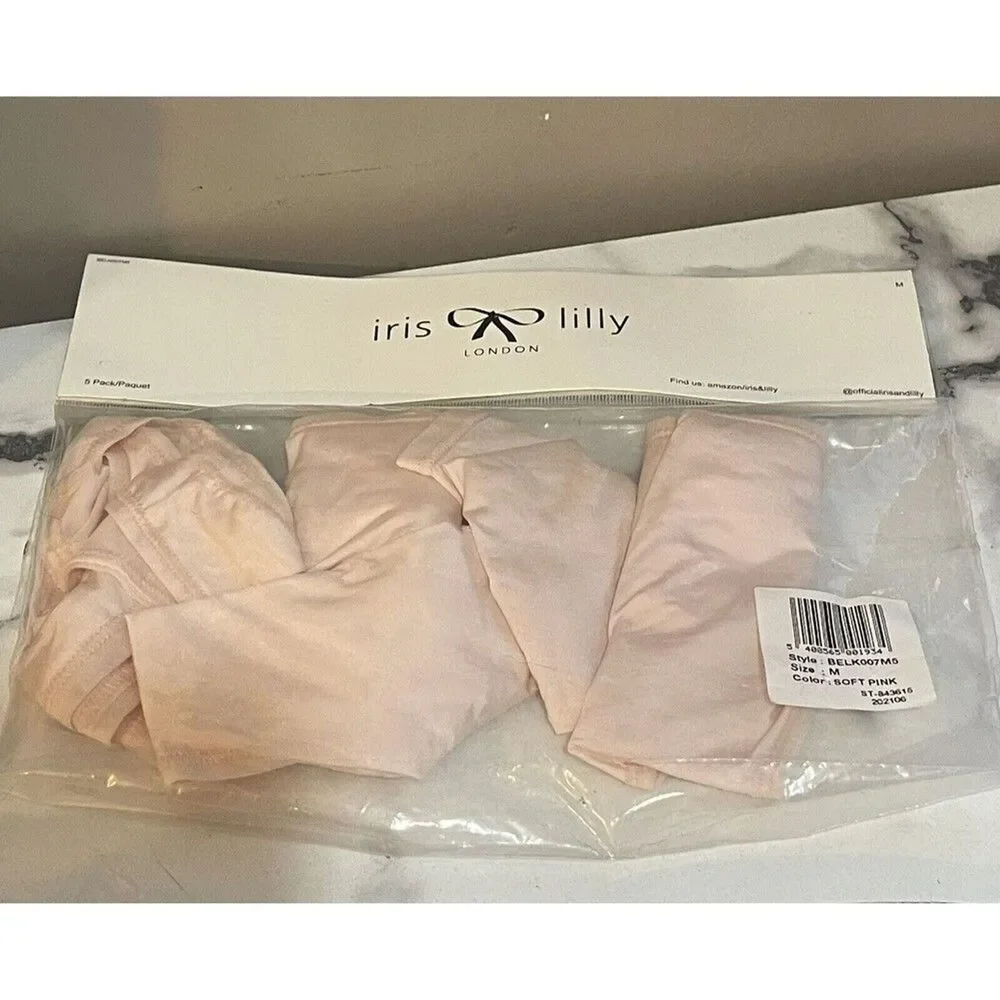 Iris & Lilly Women Body Smooth Microfiber Thong Panties Size M Pack of 5